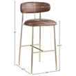 Meridian Furniture Lupita Brown Vegan Leather Upholstered Bar Stool (Set of 2)