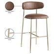 Meridian Furniture Lupita Brown Vegan Leather Upholstered Bar Stool (Set of 2)