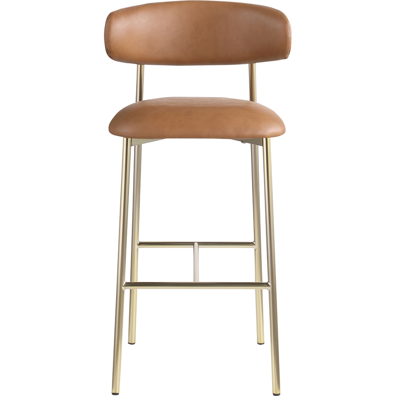 Meridian Furniture Lupita Cognac Vegan Leather Upholstered Bar Stool (Set of 2)