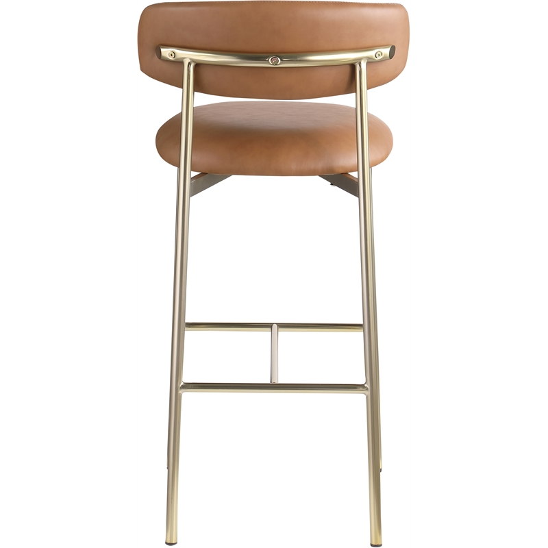 Meridian Furniture Lupita Cognac Vegan Leather Upholstered Bar Stool (Set of 2)