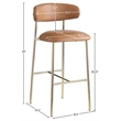 Meridian Furniture Lupita Cognac Vegan Leather Upholstered Bar Stool (Set of 2)