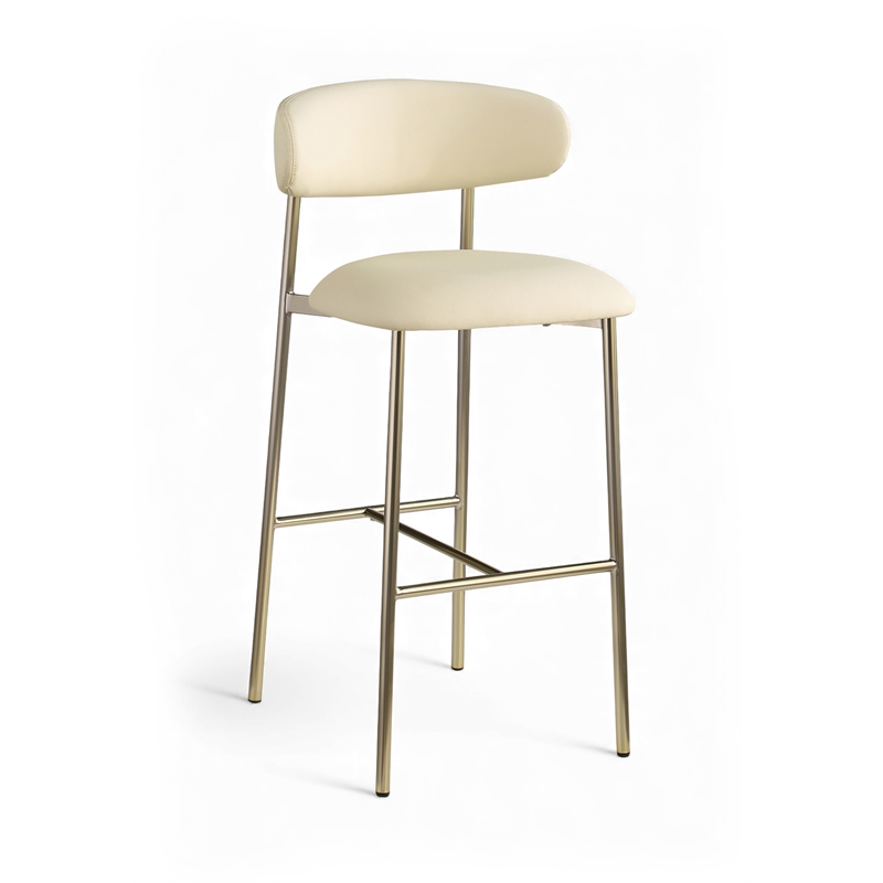 Meridian Furniture Lupita Cream Vegan Leather Upholstered Bar Stool (Set of 2)