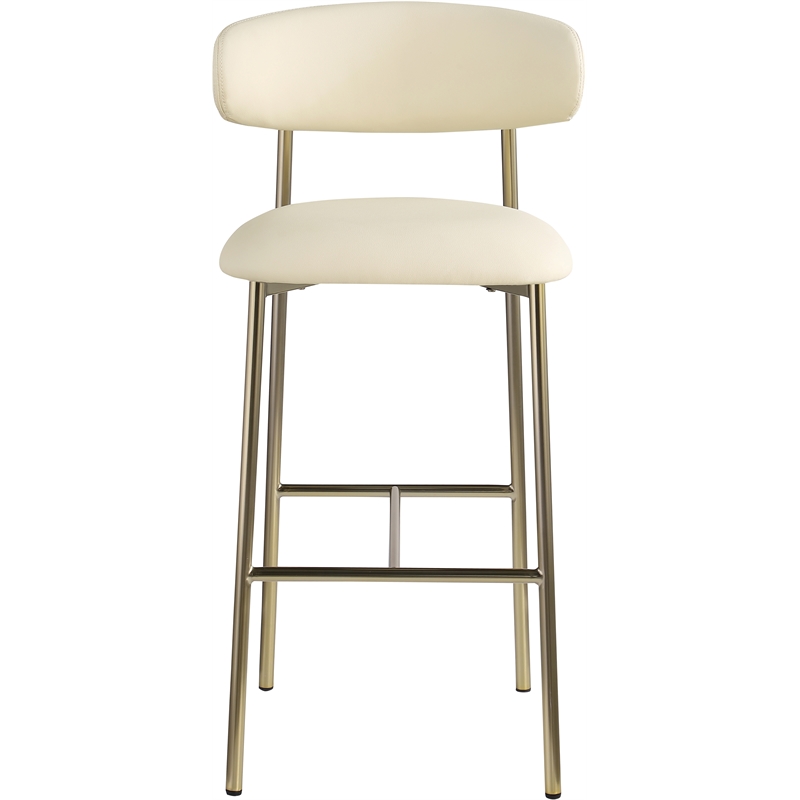 Meridian Furniture Lupita Cream Vegan Leather Upholstered Bar Stool (Set of 2)