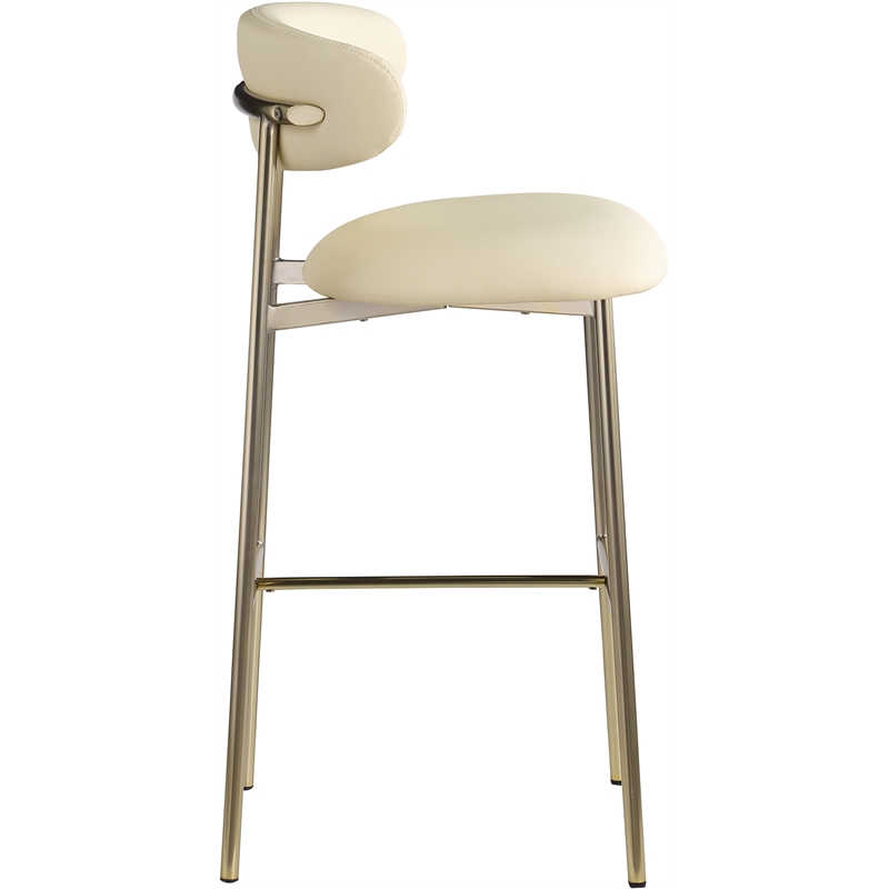 Meridian Furniture Lupita Cream Vegan Leather Upholstered Bar Stool (Set of 2)