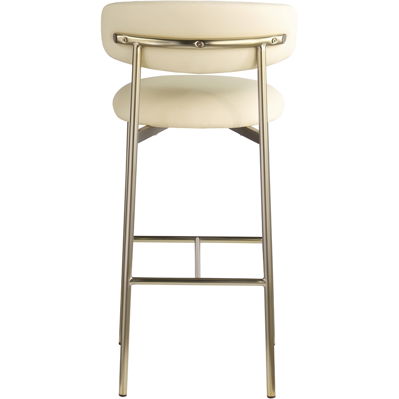 Meridian Furniture Lupita Cream Vegan Leather Upholstered Bar Stool (Set of 2)