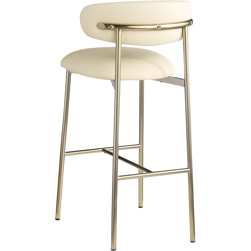Meridian Furniture Lupita Cream Vegan Leather Upholstered Bar Stool (Set of 2)
