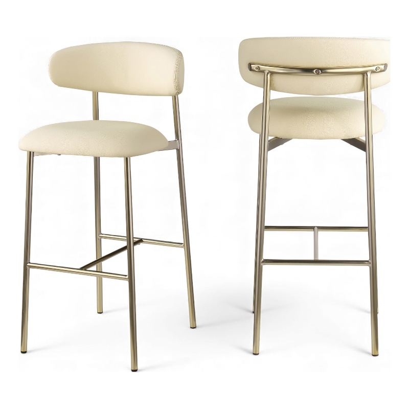 Meridian Furniture Lupita Cream Vegan Leather Upholstered Bar Stool (Set of 2)
