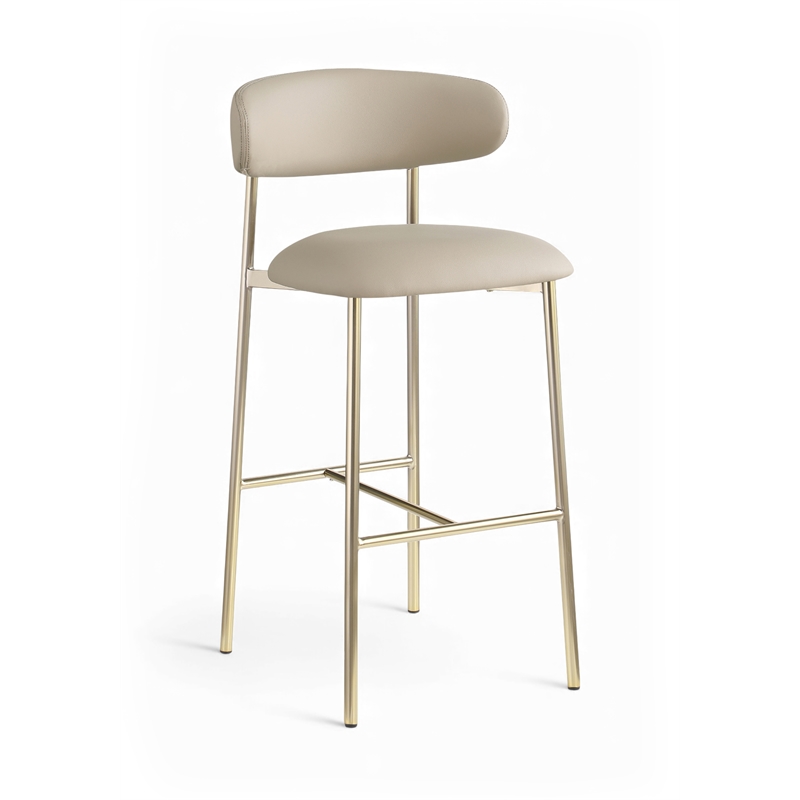 Meridian Furniture Lupita Taupe Vegan Leather Upholstered Bar Stool (Set of 2)