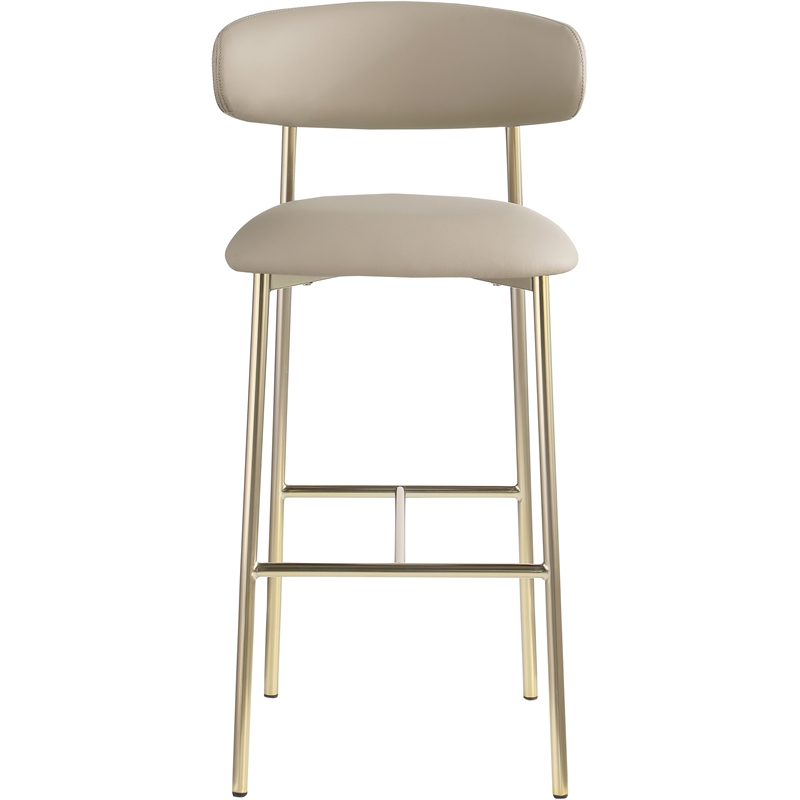 Meridian Furniture Lupita Taupe Vegan Leather Upholstered Bar Stool (Set of 2)