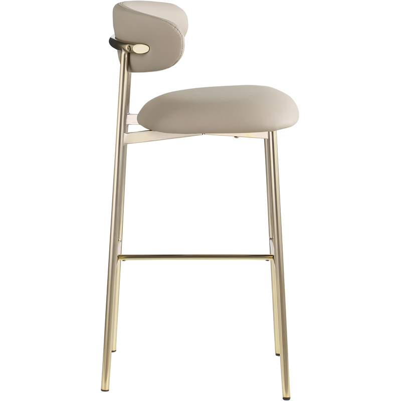 Meridian Furniture Lupita Taupe Vegan Leather Upholstered Bar Stool (Set of 2)