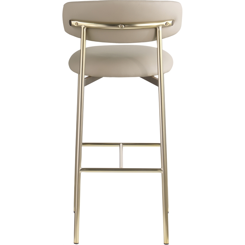 Meridian Furniture Lupita Taupe Vegan Leather Upholstered Bar Stool (Set of 2)