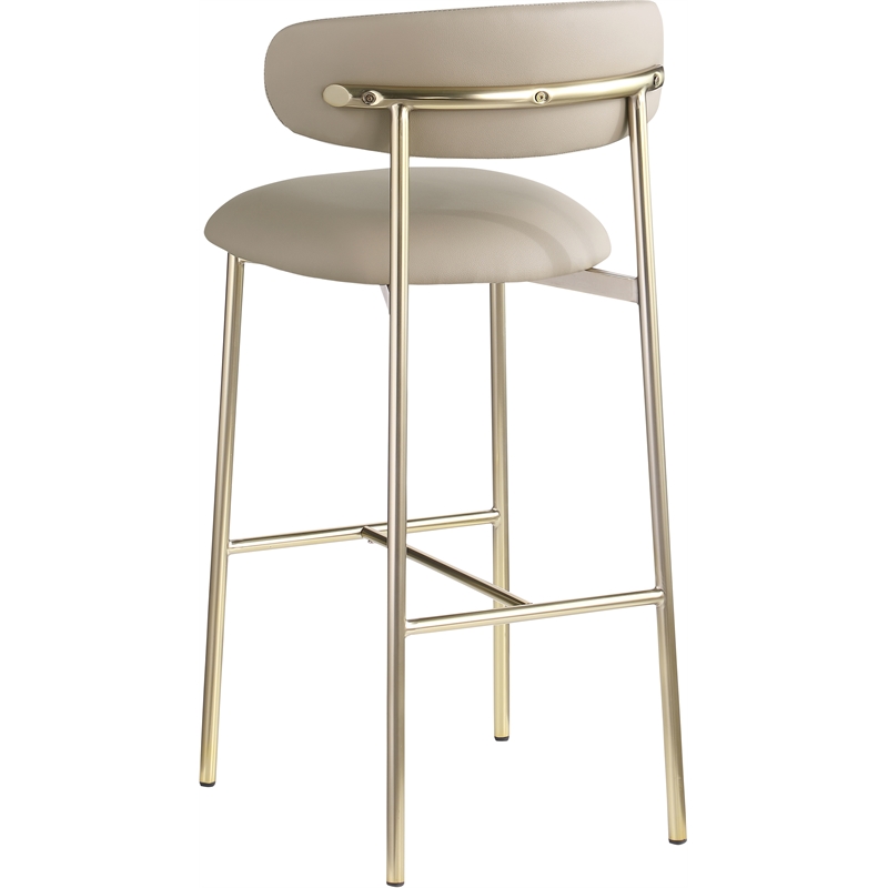 Meridian Furniture Lupita Taupe Vegan Leather Upholstered Bar Stool (Set of 2)