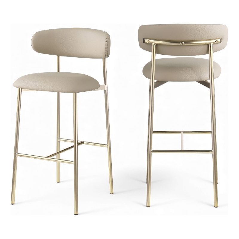 Meridian Furniture Lupita Taupe Vegan Leather Upholstered Bar Stool (Set of 2)