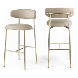 Meridian Furniture Lupita Taupe Vegan Leather Upholstered Bar Stool (Set of 2)