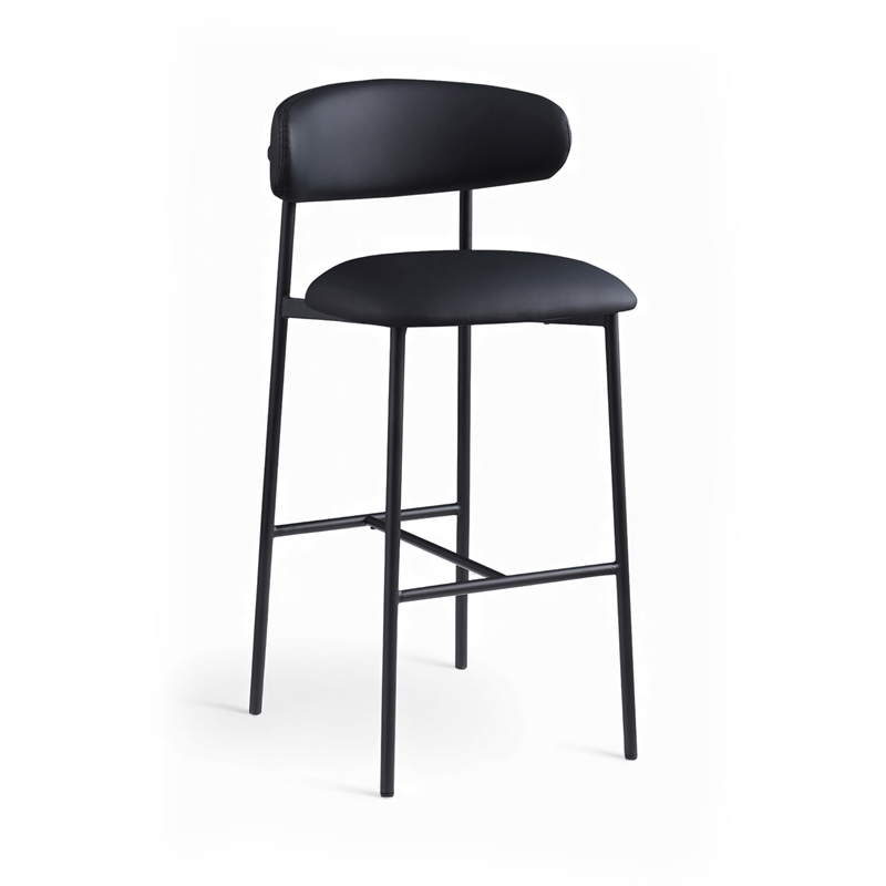 Meridian Furniture Lupita Black Vegan Leather Upholstered Bar Stool (Set of 2)