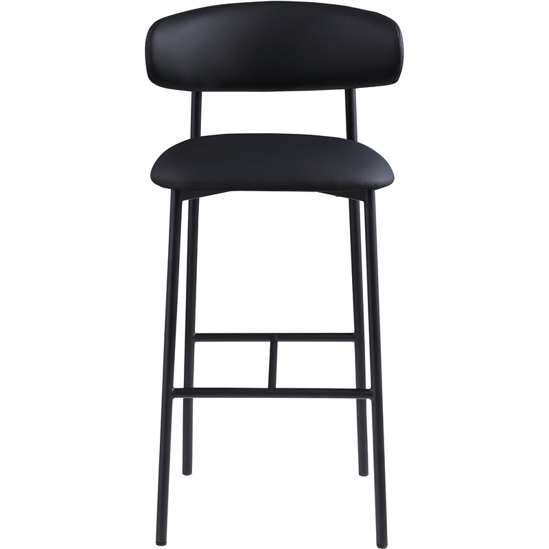 Meridian Furniture Lupita Black Vegan Leather Upholstered Bar Stool (Set of 2)