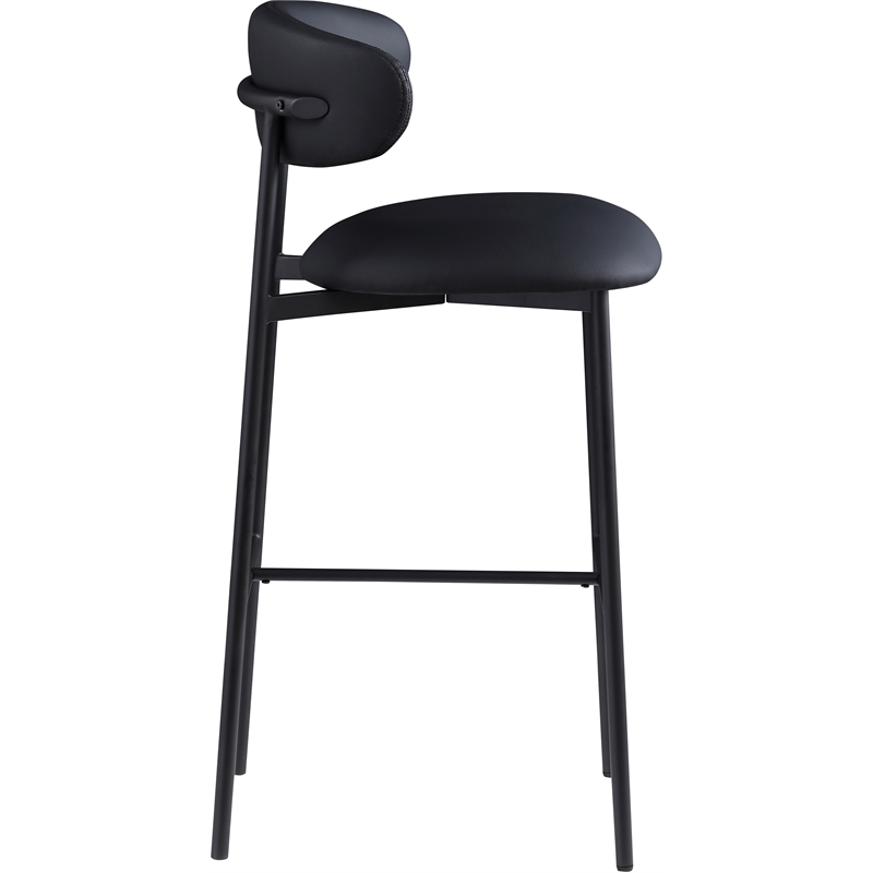 Meridian Furniture Lupita Black Vegan Leather Upholstered Bar Stool (Set of 2)