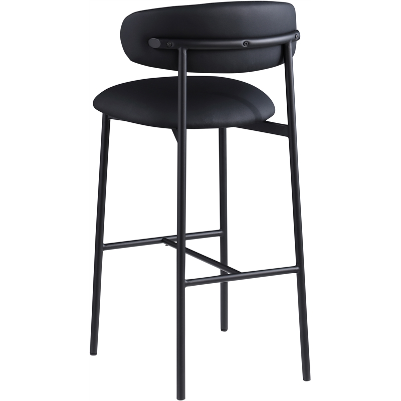Meridian Furniture Lupita Black Vegan Leather Upholstered Bar Stool (Set of 2)