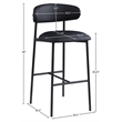 Meridian Furniture Lupita Black Vegan Leather Upholstered Bar Stool (Set of 2)