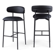 Meridian Furniture Lupita Black Vegan Leather Upholstered Bar Stool (Set of 2)