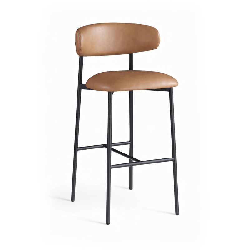 Meridian Furniture Lupita Cognac Vegan Leather Upholstered Bar Stool (Set of 2)