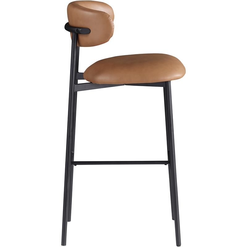 Meridian Furniture Lupita Cognac Vegan Leather Upholstered Bar Stool (Set of 2)