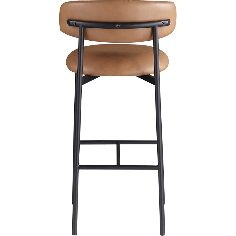 Meridian Furniture Lupita Cognac Vegan Leather Upholstered Bar Stool (Set of 2)