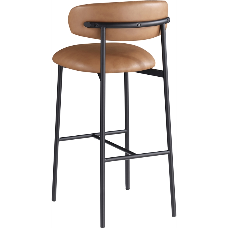 Meridian Furniture Lupita Cognac Vegan Leather Upholstered Bar Stool (Set of 2)