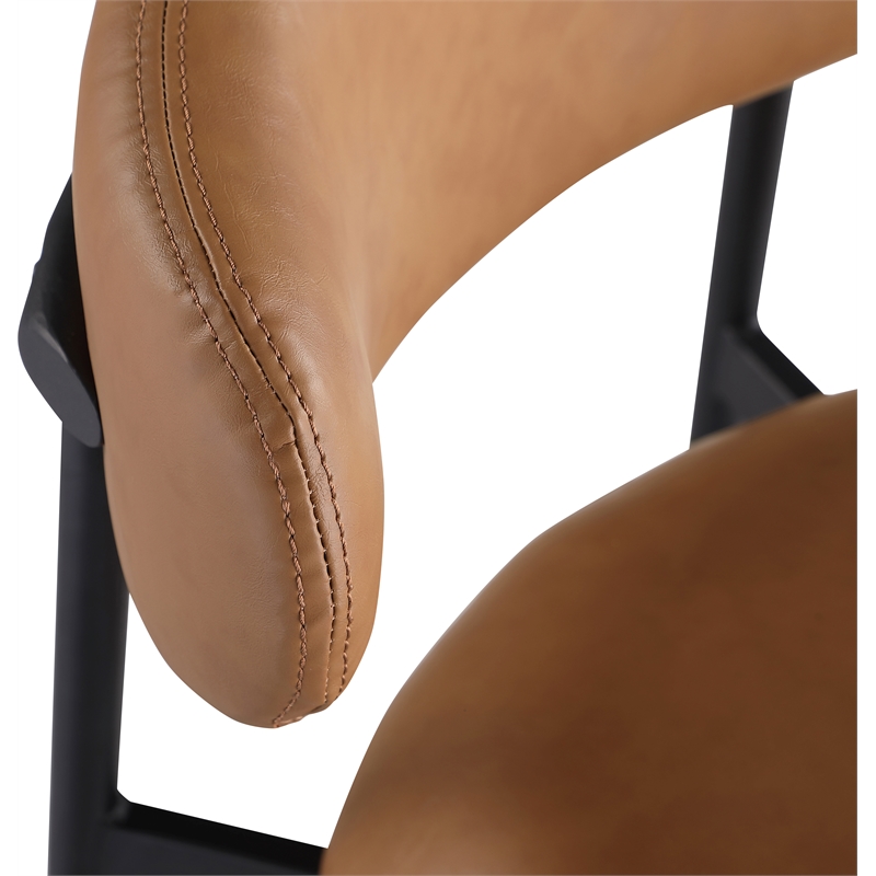 Meridian Furniture Lupita Cognac Vegan Leather Upholstered Bar Stool (Set of 2)