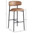 Meridian Furniture Lupita Cognac Vegan Leather Upholstered Bar Stool (Set of 2)