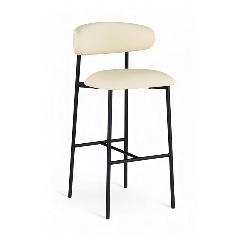 Meridian Furniture Lupita Cream Vegan Leather Upholstered Bar Stool (Set of 2)