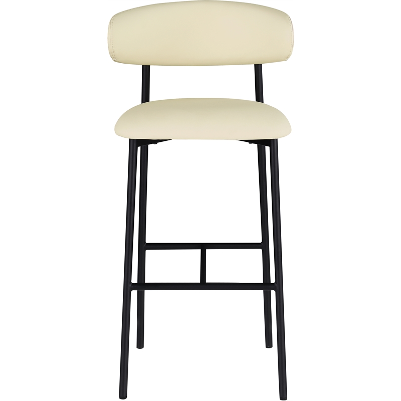 Meridian Furniture Lupita Cream Vegan Leather Upholstered Bar Stool (Set of 2)