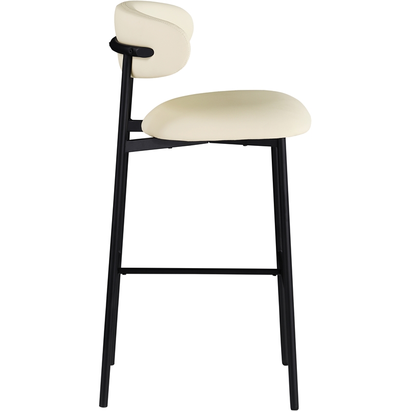 Meridian Furniture Lupita Cream Vegan Leather Upholstered Bar Stool (Set of 2)
