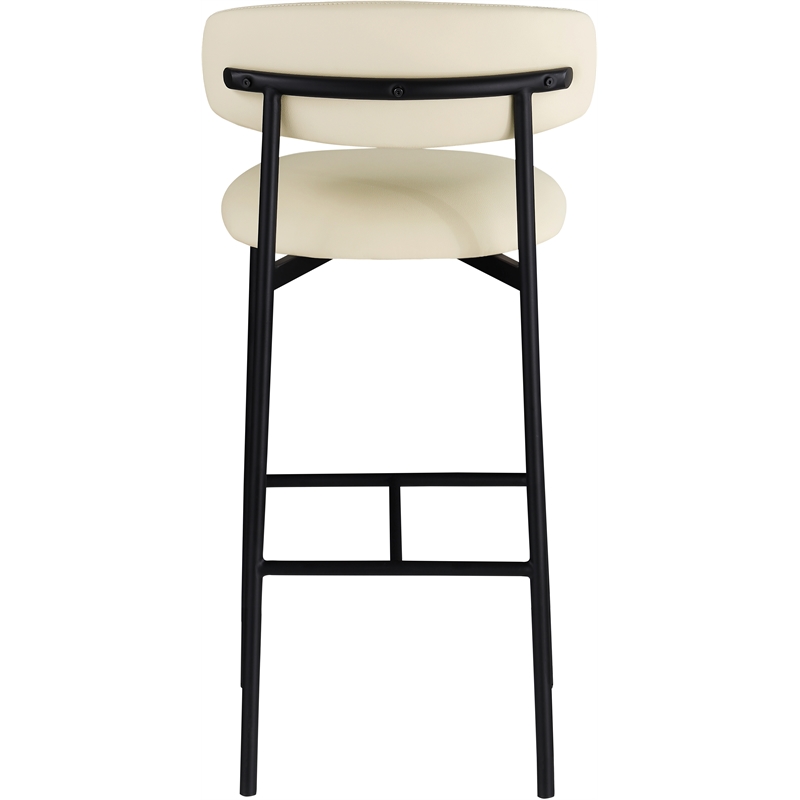 Meridian Furniture Lupita Cream Vegan Leather Upholstered Bar Stool (Set of 2)
