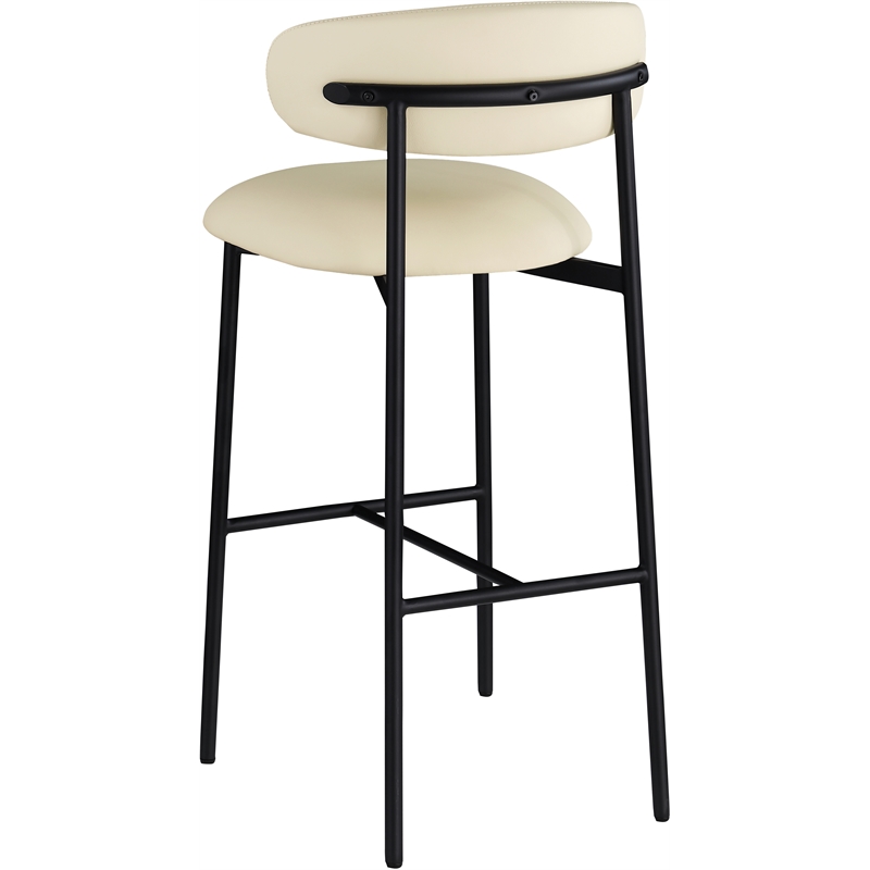 Meridian Furniture Lupita Cream Vegan Leather Upholstered Bar Stool (Set of 2)