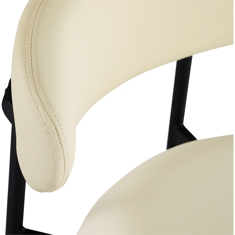 Meridian Furniture Lupita Cream Vegan Leather Upholstered Bar Stool (Set of 2)