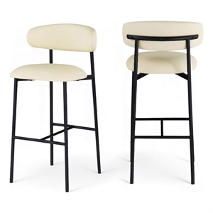 Meridian Furniture Lupita Cream Vegan Leather Upholstered Bar Stool (Set of 2)