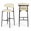 Meridian Furniture Lupita Cream Vegan Leather Upholstered Bar Stool (Set of 2)