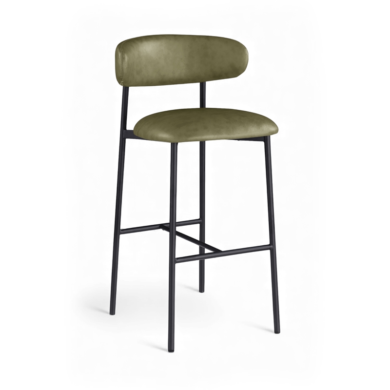 Meridian Furniture Lupita Olive Vegan Leather Upholstered Bar Stool (Set of 2)
