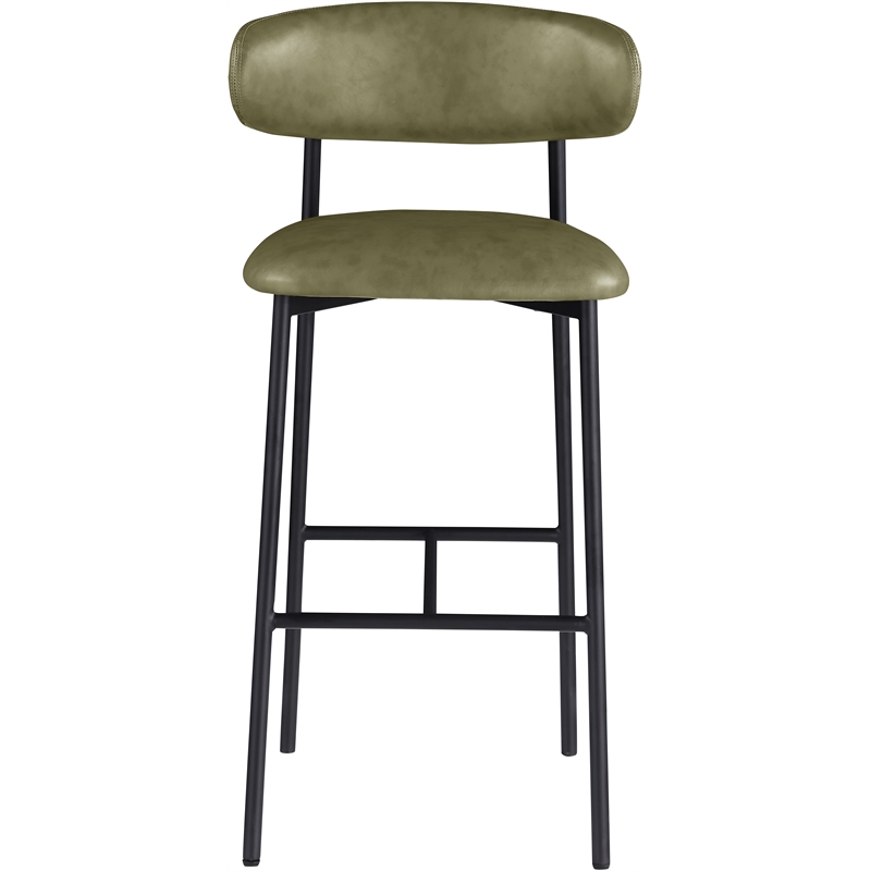 Meridian Furniture Lupita Olive Vegan Leather Upholstered Bar Stool (Set of 2)