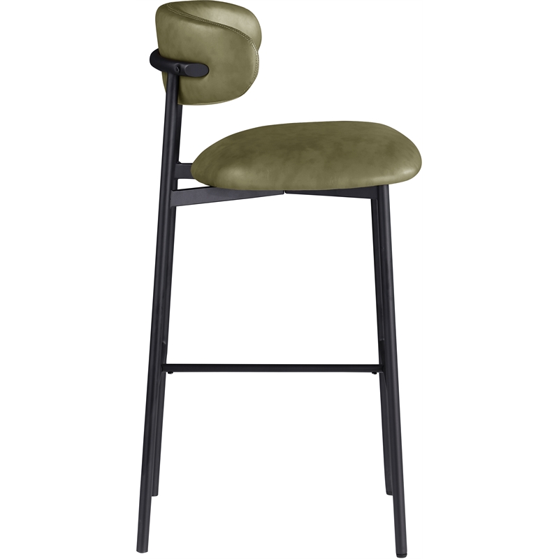 Meridian Furniture Lupita Olive Vegan Leather Upholstered Bar Stool (Set of 2)
