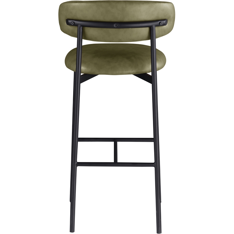 Meridian Furniture Lupita Olive Vegan Leather Upholstered Bar Stool (Set of 2)