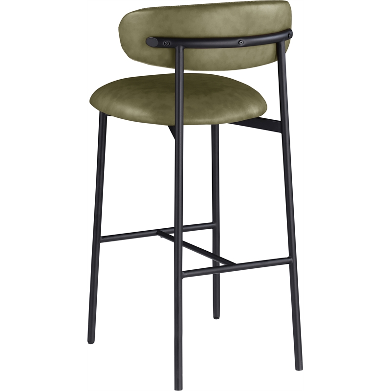 Meridian Furniture Lupita Olive Vegan Leather Upholstered Bar Stool (Set of 2)