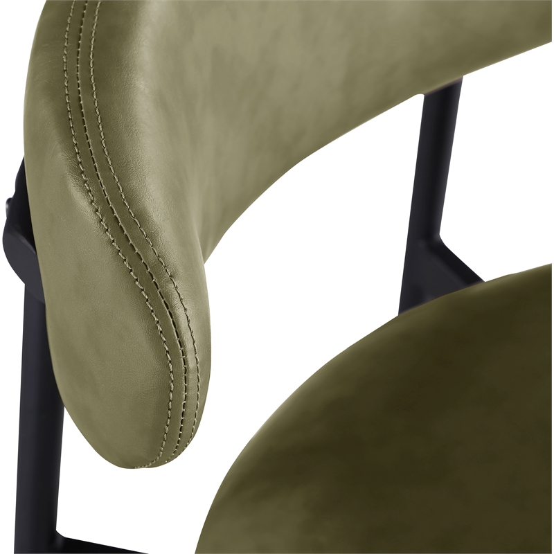 Meridian Furniture Lupita Olive Vegan Leather Upholstered Bar Stool (Set of 2)