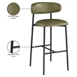 Meridian Furniture Lupita Olive Vegan Leather Upholstered Bar Stool (Set of 2)