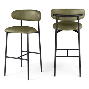 Meridian Furniture Lupita Olive Vegan Leather Upholstered Bar Stool (Set of 2)