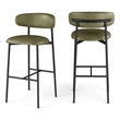 Meridian Furniture Lupita Olive Vegan Leather Upholstered Bar Stool (Set of 2)