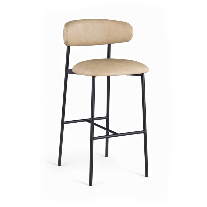 Meridian Furniture Lupita Tan Vegan Leather Upholstered Bar Stool (Set of 2)
