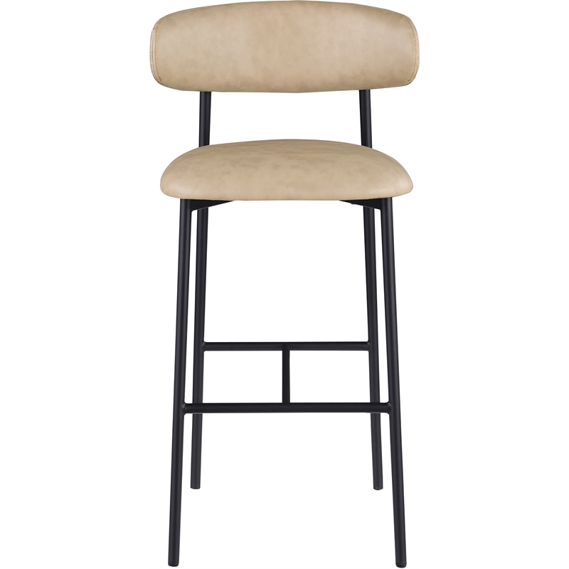 Meridian Furniture Lupita Tan Vegan Leather Upholstered Bar Stool (Set of 2)