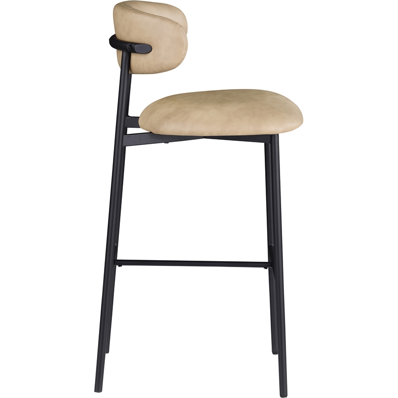 Meridian Furniture Lupita Tan Vegan Leather Upholstered Bar Stool (Set of 2)